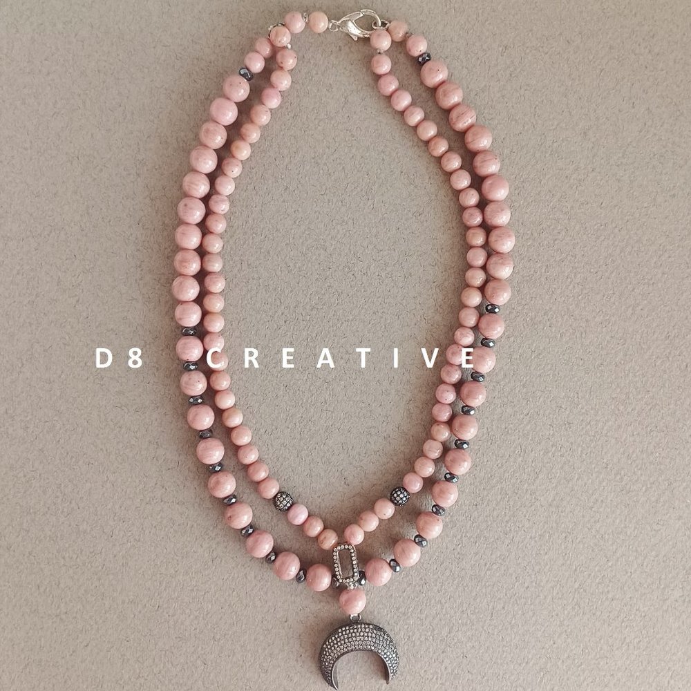 New Jasper stone with 925 sterling silver 2 strands necklace